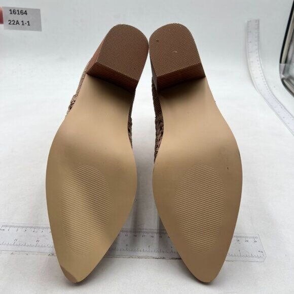 Nude Women Pointed Toe Mesh Low Chunky Heel Ankle Boots Back Zipper Short Bootie - Picture 6 of 7